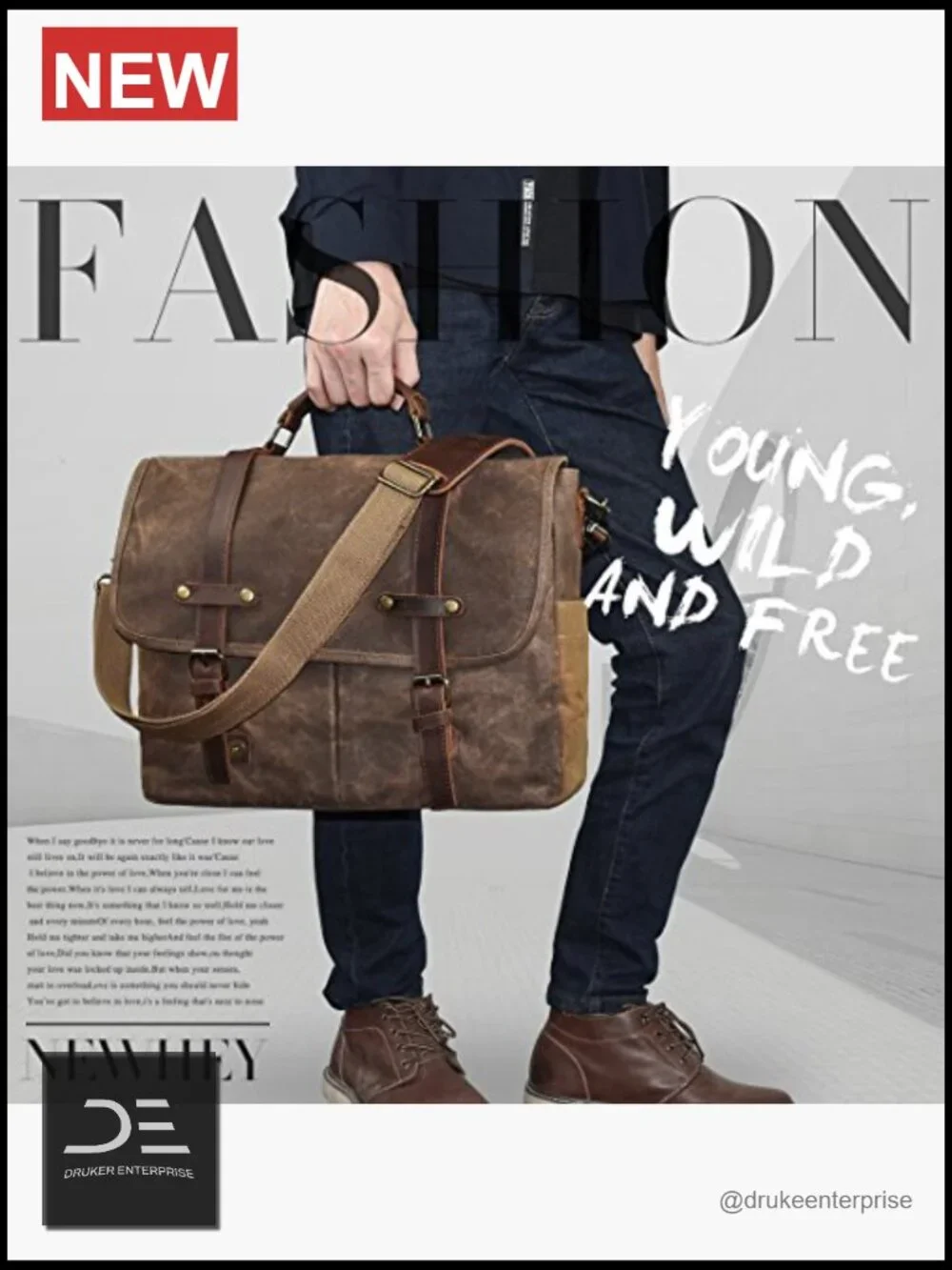 Vintage Messenger Laptop Bag 15.6